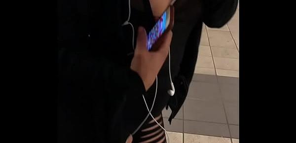  Wife in see through short no bra walking through the city